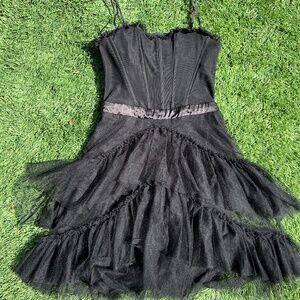 Corset black ruffle dress